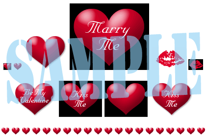 sample hearts and lips